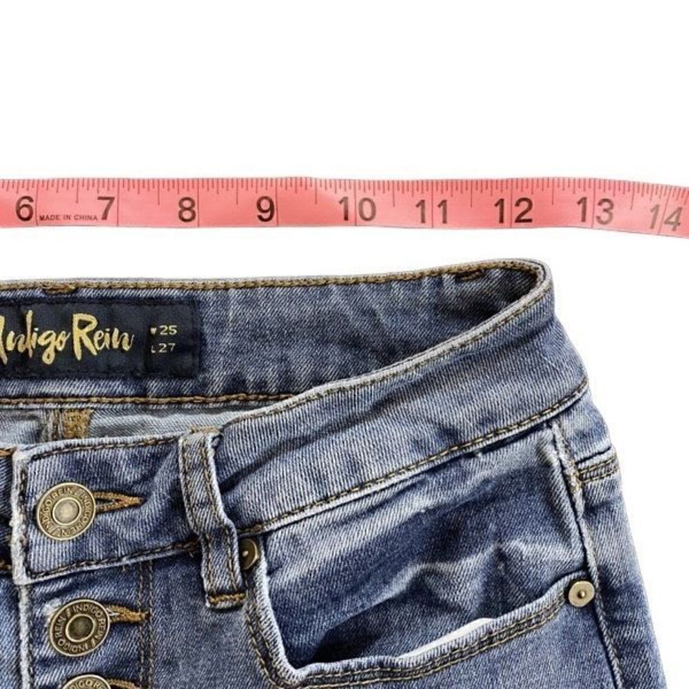 Indigo Rein Raw hem skinny jeans button fly w25 l27 - Picture 7 of 10